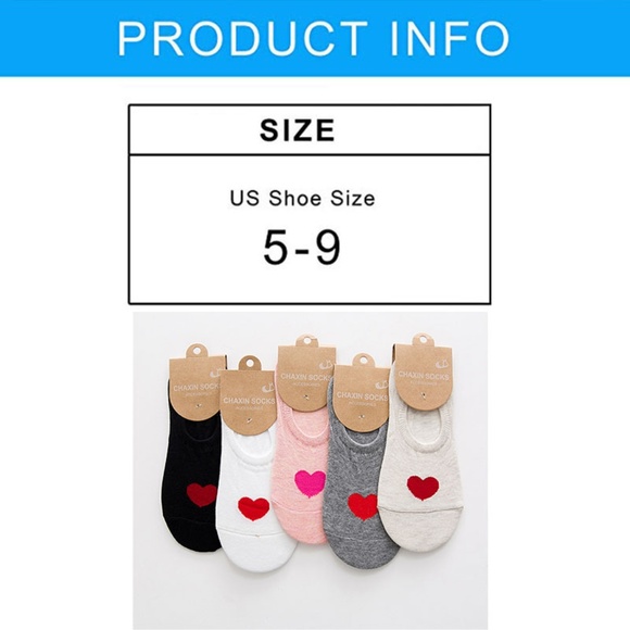 5 Pairs a set Women Ankle Socks with love heart - Picture 8 of 8